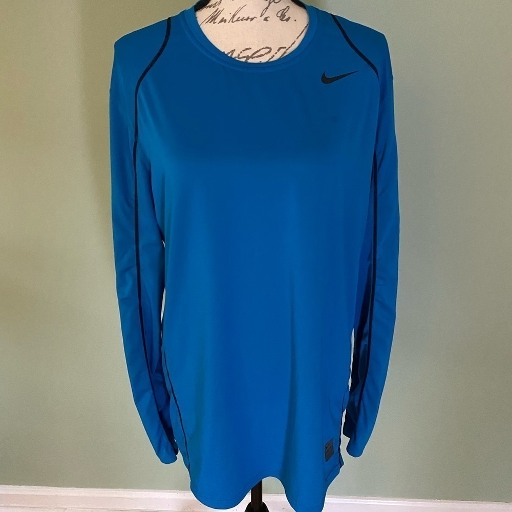 Men’s Blue Nike Pro Long-Sleeve Shirt Size Large